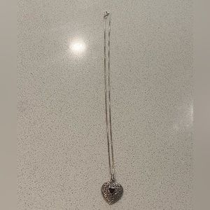 Silver heart necklace with stone